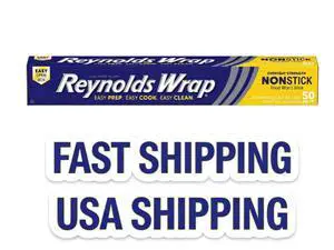 Reynolds Wrap NonStick Aluminum Foil Roll, 12 in Wide, 50 Sq. Ft, FoodSafe Nonstick Kitchen Wrap for Baking, Roasting & Grilling Reynolds Wrap NonStick Aluminum Foil Roll, 12 in Wide, 50 Sq. Ft, FoodSafe Nonstick Kitchen Wrap for Baking, Roasting & Grilling