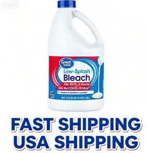 Great Value LowSplash Bleach, 81 fl oz, Concentrated Household Chlorine Bleach for Laundry and MultiSurface Cleaning Great Value LowSplash Bleach, 81 fl oz, Concentrated Household Chlorine Bleach for Laundry and MultiSurface Cleaning