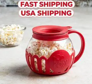 Tasty MicroPop Microwave Popcorn Maker, 1.5 Qt Borosilicate Glass Popcorn Popper, Red, BPAFree Home Popcorn Making Container Tasty MicroPop Microwave Popcorn Maker, 1.5 Qt Borosilicate Glass Popcorn Popper, Red, BPAFree Home Popcorn Making Container
