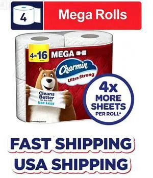 Charmin Ultra Strong Toilet Paper, 4 Mega Rolls, 220 Sheets Per Roll, Durable Bath Tissue for Household Bathroom Use Charmin Ultra Strong Toilet Paper, 4 Mega Rolls, 220 Sheets Per Roll, Durable Bath Tissue for Household Bathroom Use