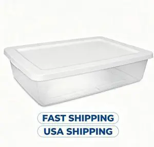Sterilite 28 Quart Clear Plastic Storage Bin, Stackable Storage Container with SnapOn White Lid, Organizer Box for Home, Closet & Bedroom Storage Sterilite 28 Quart Clear Plastic Storage Bin, Stackable Storage Container with SnapOn White Lid, Organizer Box for Home, Closet & Bedroom Storage