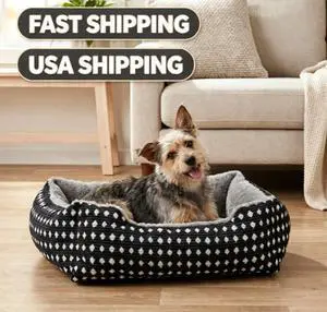 Vibrant Life Small Cuddler Pet Bed, Black and White Diamond Pattern, 19"x 15", Soft Bolster Nest Dog Bed & Cat Bed for Small Pets Vibrant Life Small Cuddler Pet Bed, Black and White Diamond Pattern, 19"x 15", Soft Bolster Nest Dog Bed & Cat Bed for Small Pets