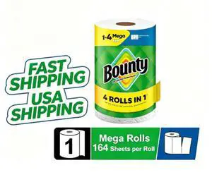 Bounty SelectASize White Paper Towels, 1 Mega Roll, 164 Sheets Per Roll, Absorbent Household Kitchen Paper Towel Bounty SelectASize White Paper Towels, 1 Mega Roll, 164 Sheets Per Roll, Absorbent Household Kitchen Paper Towel