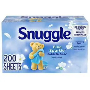 Snuggle Blue Sparkle Cuddle Up Fresh Dryer Sheets, Fabric Softener Sheets, Reduces Static & Wrinkles, 200 Count Snuggle Blue Sparkle Cuddle Up Fresh Dryer Sheets, Fabric Softener Sheets, Reduces Static & Wrinkles, 200 Count