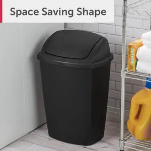 Sterilite 7.5 Gallon Plastic Kitchen Trash Can, Black Garbage Bin with SwingTop Lid, Waste Basket for Home, Kitchen & Office Sterilite 7.5 Gallon Plastic Kitchen Trash Can, Black Garbage Bin with SwingTop Lid, Waste Basket for Home, Kitchen & Office