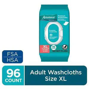 Assurance Disposable PreMoistened Premium Extra Large Adult Washcloths, 96 Count Assurance Disposable PreMoistened Premium Extra Large Adult Washcloths, 96 Count
