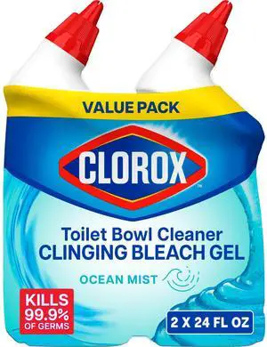 Clorox Toilet Bowl Cleaner Clinging Bleach Gel, Ocean Mist Scent, 24 fl oz, 2Pack Clorox Toilet Bowl Cleaner Clinging Bleach Gel, Ocean Mist Scent, 24 fl oz, 2Pack