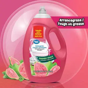 Great Value Liquid Dish Soap, Guava Scent GreaseCutting Dish Washing Detergent, 90 fl oz Great Value Liquid Dish Soap, Guava Scent GreaseCutting Dish Washing Detergent, 90 fl oz