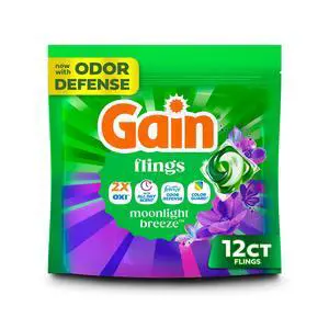 Gain Flings Laundry Detergent Pacs, 4in1 Oxi Boost with Febreze, Moonlight Breeze Scent, 12 Count Gain Flings Laundry Detergent Pacs, 4in1 Oxi Boost with Febreze, Moonlight Breeze Scent, 12 Count