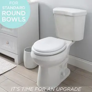 Bath Bliss Extra Soft Vinyl Standard Round Toilet Seat, White, Comfortable Bathroom Replacement Seat Bath Bliss Extra Soft Vinyl Standard Round Toilet Seat, White, Comfortable Bathroom Replacement Seat