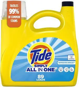 Tide Simply AllInOne Liquid Laundry Detergent, Refreshing Breeze Scent, 117 fl oz, 89 Loads Tide Simply AllInOne Liquid Laundry Detergent, Refreshing Breeze Scent, 117 fl oz, 89 Loads