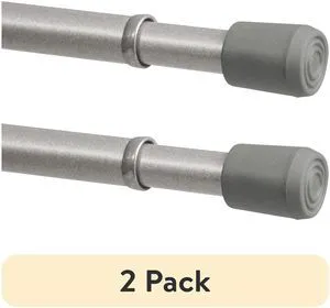 Mainstays Adjustable Spring Tension Curtain Rod (2 Pack), 7/16 in, 18-28 in, Chrome Mainstays Adjustable Spring Tension Curtain Rod (2 Pack), 7/16 in, 18-28 in, Chrome