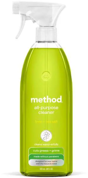 method All-Purpose Cleaner Spray, 28 fl oz, Lime + Sea Salt, Cuts Grease & Grime on Counters, Glass, Sealed Wood & Floors, for Kitchen & Bathroom method All-Purpose Cleaner Spray, 28 fl oz, Lime + Sea Salt, Cuts Grease & Grime on Counters, Glass, Sealed Wood & Floors, for Kitchen & Bathroom