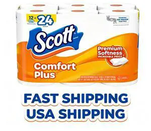 Scott Comfort Plus Toilet Paper, Soft Bath Tissue, 12 Triple Rolls, Household Bathroom Supply Scott Comfort Plus Toilet Paper, Soft Bath Tissue, 12 Triple Rolls, Household Bathroom Supply