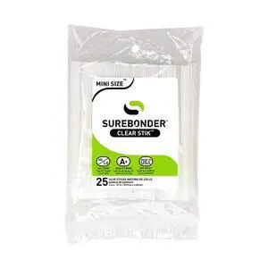 Surebonder All Purpose Mini-Size Hot Glue Sticks for Crafts, Repairs & DIY Projects - 4-Inch Length 0.27 Inch Diameter, 25 Pack, Clear Surebonder All Purpose Mini-Size Hot Glue Sticks for Crafts, Repairs & DIY Projects - 4-Inch Length 0.27 Inch Diameter, 25 Pack, Clear