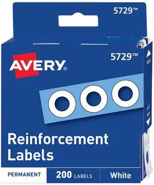 AVERY Hole Reinforcements, 1/4" Diameter, White, 200/Pack, Repairs & Strengthens Drilled Holes, Will Not Tear, Dispenser Pack, Autoades AVERY Hole Reinforcements, 1/4" Diameter, White, 200/Pack, Repairs & Strengthens Drilled Holes, Will Not Tear, Dispenser Pack, Autoades