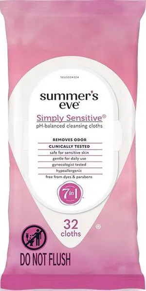 Summer's Eve Gentle Feminine Wipes Simply Sensitive 32 Count Summer's Eve Gentle Feminine Wipes Simply Sensitive 32 Count