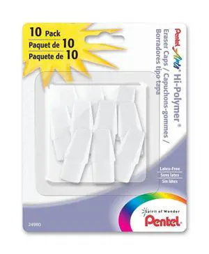 Pentel Arts ZEH02PABP10 Hi-Polymer White Cap Erasers, Pack of 10 Pentel Arts ZEH02PABP10 Hi-Polymer White Cap Erasers, Pack of 10