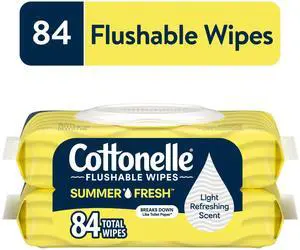 Cottonelle Flushable Wipes, Summer Fresh Scented, 2 Flip-Top Packs Cottonelle Flushable Wipes, Summer Fresh Scented, 2 Flip-Top Packs