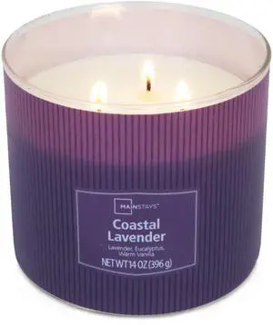 Mainstays 3-Wick Decorative Wrap Candle, Coastal Lavender, 14 oz Mainstays 3-Wick Decorative Wrap Candle, Coastal Lavender, 14 oz