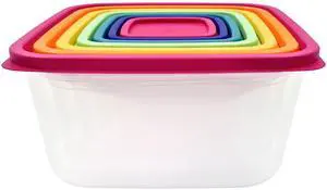 Mainstays Plastic Rainbow Food Storage Set, Multi Color, 14 Count, for Leftover Storage and Reheating Mainstays Plastic Rainbow Food Storage Set, Multi Color, 14 Count, for Leftover Storage and Reheating