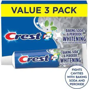 Fresh Mint Crest Plus Whitening Toothpaste with Baking Soda & Peroxide, 5.7 oz, 3-Pack Fresh Mint Crest Plus Whitening Toothpaste with Baking Soda & Peroxide, 5.7 oz, 3-Pack