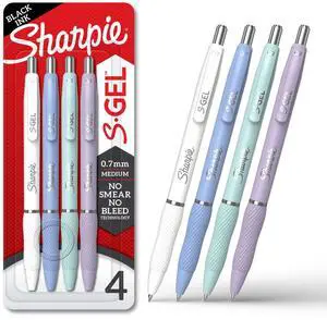 Sharpie S-Gel Gel Pens Medium Point (0.7mm) Assorted Fashion Barrels Black Ink 4 Count Sharpie S-Gel Gel Pens Medium Point (0.7mm) Assorted Fashion Barrels Black Ink 4 Count