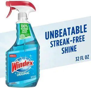 Windex Original Blue Glass, Window and Mirror Cleaner, Spray Bottle, 32 fl oz Windex Original Blue Glass, Window and Mirror Cleaner, Spray Bottle, 32 fl oz