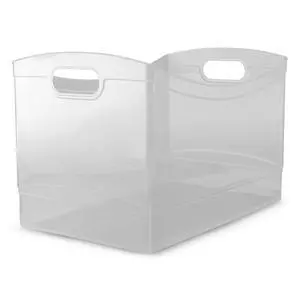Mainstays Clear Plastic Utility Storage Organizer Bin with Built-In Handles, 15 in x 10 in x 9.5 in Mainstays Clear Plastic Utility Storage Organizer Bin with Built-In Handles, 15 in x 10 in x 9.5 in