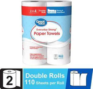 Great Value Everyday Strong Paper Towels - 2 Double Rolls Great Value Everyday Strong Paper Towels - 2 Double Rolls