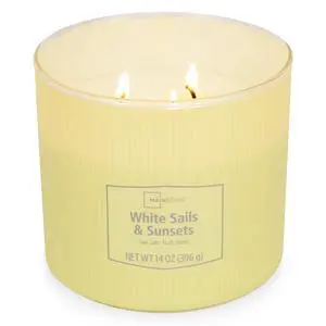 Mainstays 14 oz White Sails and Sunsets 3-Wick Textured Wrapped Candle Mainstays 14 oz White Sails and Sunsets 3-Wick Textured Wrapped Candle