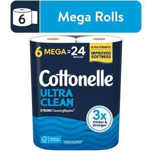 Cottonelle Ultra Clean Toilet Paper 6 Mega Rolls Cottonelle Ultra Clean Toilet Paper 6 Mega Rolls