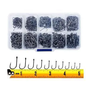 300PCS High-Carbon Steel Barbed Fishing Hooks, 10 Sizes 300PCS High-Carbon Steel Barbed Fishing Hooks, 10 Sizes