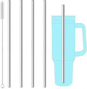 Dcieiosul Set of 4 Reusable Metal Straws, Long Stainless Steel Straw with Cleaning Brushes and Case for 40 oz and 30 oz Tumblers Dcieiosul Set of 4 Reusable Metal Straws, Long Stainless Steel Straw with Cleaning Brushes and Case for 40 oz and 30 oz Tumblers