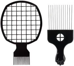 2 Pcs 2 in 1 Afro Hair Twist Comb, Sponge Brush & Metal Pick Set for Black Men Women Curls 2 Pcs 2 in 1 Afro Hair Twist Comb, Sponge Brush & Metal Pick Set for Black Men Women Curls