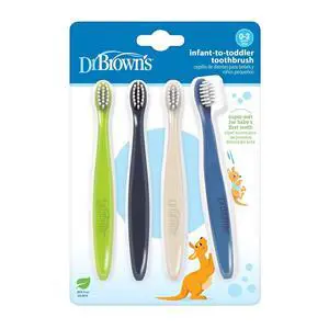 Dr. Brown's Infant-to-Toddler Toothbrush Set, 4-Pack, Green/Dark Blue/Ecru/Blue, Soft & Gentle BPA Free Manual Toothbrushes for 0-3 Years Dr. Brown's Infant-to-Toddler Toothbrush Set, 4-Pack, Green/Dark Blue/Ecru/Blue, Soft & Gentle BPA Free Manual Toothbrushes for 0-3 Years