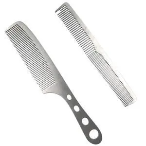 Stainless Steel Fine Tooth Comb Set, 2 Pcs, Anti-Static, Heat Resistant, Hollow Out Handle, Professional Hairdressing Tool Kit for Men & Women Stainless Steel Fine Tooth Comb Set, 2 Pcs, Anti-Static, Heat Resistant, Hollow Out Handle, Professional Hairdressing Tool Kit for Men & Women