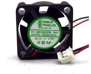 YONG LIN DFS251005L DC5V 0.7W 25x25x10MM 2.5cm 2Lines Cooling fan YONG LIN DFS251005L DC5V 0.7W 25x25x10MM 2.5cm 2Lines Cooling fan