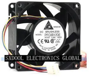 Original DELTA PFC0812DE 8038 12V 3.30A 4 line 4-pin double bearing violence cooling fan Original DELTA PFC0812DE 8038 12V 3.30A 4 line 4-pin double bearing violence cooling fan