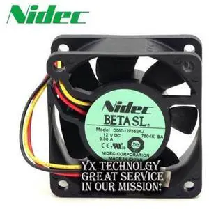 Nidec D06T-12P3S2 AJ 6025 0.3A three -line speed ball bearing cooling fan Nidec 60*60*25mm Nidec D06T-12P3S2 AJ 6025 0.3A three -line speed ball bearing cooling fan Nidec 60*60*25mm