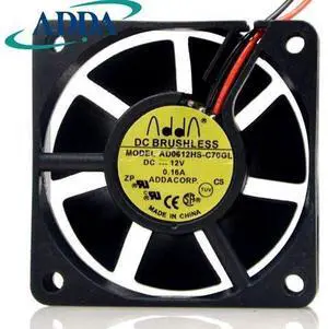 1pcs AD0612HS-C70GL 6020 6CM 60*60*20mm 2 Wires Computer Cooling Fan DC 12V 0.16A 1pcs AD0612HS-C70GL 6020 6CM 60*60*20mm 2 Wires Computer Cooling Fan DC 12V 0.16A