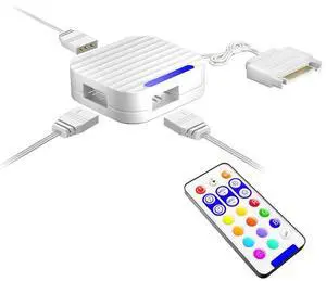 5V 3-Pin to SATA Fan Controller Convertor with Wireless Remote Control Mini Magnetic Extension Hub ARGB Controller (White) | 5V 3-Pin to SATA 5V 3-Pin to SATA Fan Controller Convertor with Wireless Remote Control Mini Magnetic Extension Hub ARGB Controller (White) | 5V 3-Pin to SATA