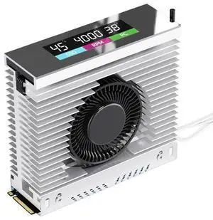 M.2 2280 Solid State Drive Cooler Digital Display SSD Heatsink with Intelligent Temperature Control PWM Turbine Fan IPS Color Screen MCU M.2 2280 Solid State Drive Cooler Digital Display SSD Heatsink with Intelligent Temperature Control PWM Turbine Fan IPS Color Screen MCU