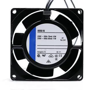 80MM AC230V 0.07/0.06A 12/11W Server Power Supply Fan Speed 3300RPM for EBMPAPST 8556V 8038 8CM Metal High Temperature Resistant Cooling Industrial Control Cabinet Fan(2pin) 80MM AC230V 0.07/0.06A 12/11W Server Power Supply Fan Speed 3300RPM for EBMPAPST 8556V 8038 8CM Metal High Temperature Resistant Cooling Industrial Control Cabinet Fan(2pin)