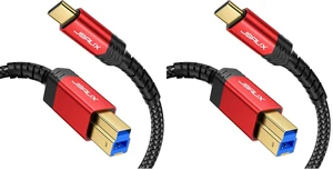 USB 3.0 Cable B Male to USB-C, 6.6ft USB 3 Type B Cord Nylon Briaded Compatible with Docking Station, External Hard Drivers, Scanner and More (Pack of 2) USB 3.0 Cable B Male to USB-C, 6.6ft USB 3 Type B Cord Nylon Briaded Compatible with Docking Station, External Hard Drivers, Scanner and More (Pack of 2)