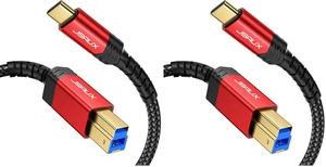 USB 3.0 Cable B Male to USB-C, 10ft USB 3 Type B Cord Nylon Briaded Compatible with Docking Station, External Hard Drivers, Scanner and More (Pack of 2) USB 3.0 Cable B Male to USB-C, 10ft USB 3 Type B Cord Nylon Briaded Compatible with Docking Station, External Hard Drivers, Scanner and More (Pack of 2)