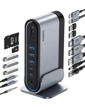 17-in-1 Laptop Docking Station 3 Monitors with 4K HDMI+DP, USB C Docking Station with 7 USB, 1000Mbps Ethernet, 100W PD, Card Readers Compatible with Acer/HP/Lenovo/Mac/Dell 17-in-1 Laptop Docking Station 3 Monitors with 4K HDMI+DP, USB C Docking Station with 7 USB, 1000Mbps Ethernet, 100W PD, Card Readers Compatible with Acer/HP/Lenovo/Mac/Dell