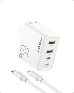 65W USB C Fast Charger - 4FT USB-C Cable, 4-Port Compact Foldable GaN Charger, PPS for MacBook Pro/Air, iPad Pro, Galaxy S23, iPhone Series 65W USB C Fast Charger - 4FT USB-C Cable, 4-Port Compact Foldable GaN Charger, PPS for MacBook Pro/Air, iPad Pro, Galaxy S23, iPhone Series
