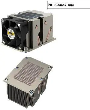 2U LGA3647-R83 225W Server CPU Cooler, 4 Heat Pipes, Copper Base, 8000RPM PWM Fan, 64.5mm Height for Intel LGA3647 Rackmount 2U LGA3647-R83 225W Server CPU Cooler, 4 Heat Pipes, Copper Base, 8000RPM PWM Fan, 64.5mm Height for Intel LGA3647 Rackmount