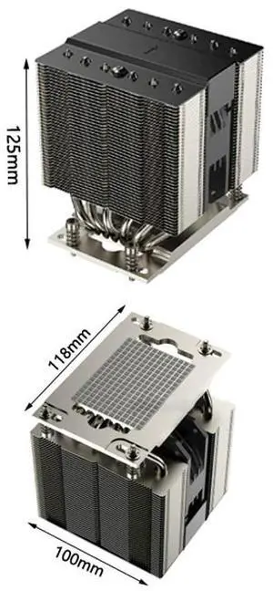 SP6 M95PRO 400W 4U CPU Cooler, 6 Heat Pipes, Copper Base, 100mm High-Performance PWM Fan, 128CFM Airflow, 125mm Height for AMD EPYC 8004 Series SP6 Processors SP6 M95PRO 400W 4U CPU Cooler, 6 Heat Pipes, Copper Base, 100mm High-Performance PWM Fan, 128CFM Airflow, 125mm Height for AMD EPYC 8004 Series SP6 Processors
